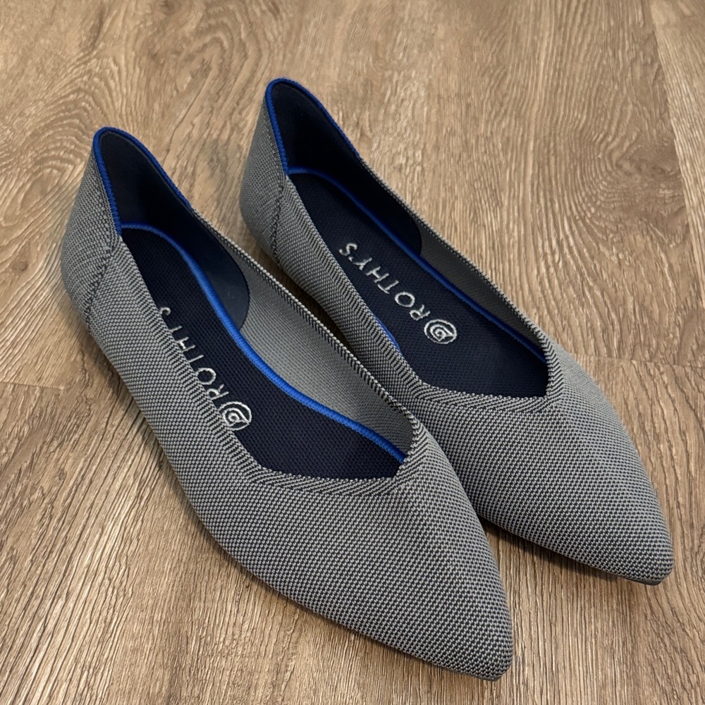 EUC Rothy's Gray Pointed Flats Size 9.5